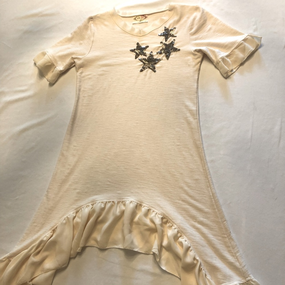 Mia Joy / Joyfolie ivory dress with silver sequin stars size 14